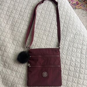 Kipling Crossbody Bag with Adjustable Strap and Black Poof Charm
